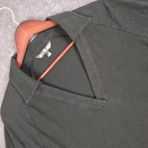 Banana Republic Womens M Dark Green Slub Knit Long Sleeve V-Neck Polo Top Raglan